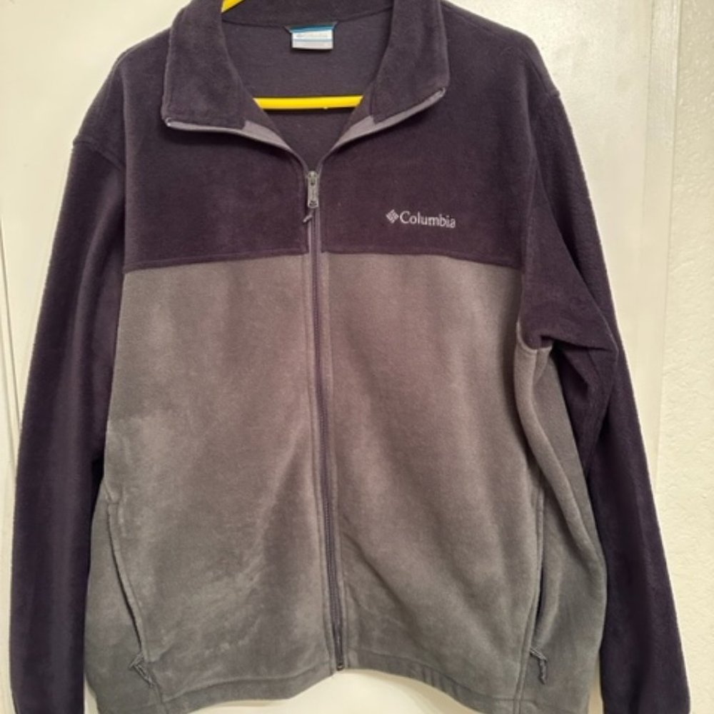 Columbia Men's Fleece XL Blue/Gray Zip Up Multiple Pockets